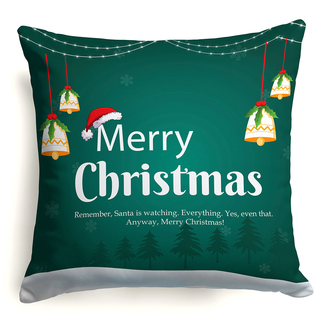 TrendoPrint Merry Christmas Printed Home Décor Cushion Cover with Filler 12x12 inches