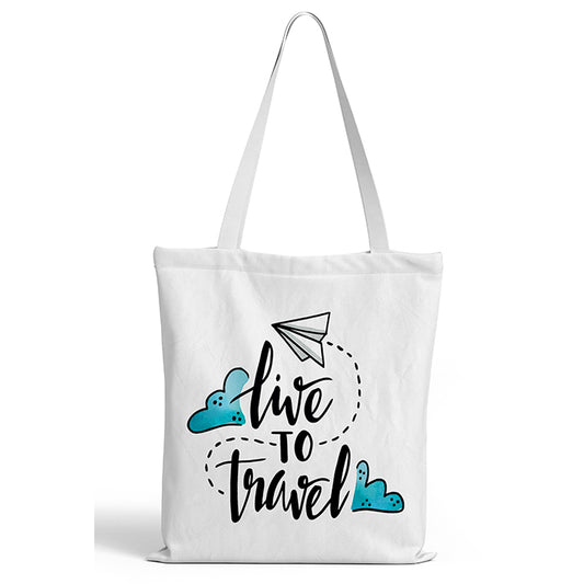 TrendoPrint Women & Girls Extra Spacious Cotton White Tote Bag Capacity 15kgs