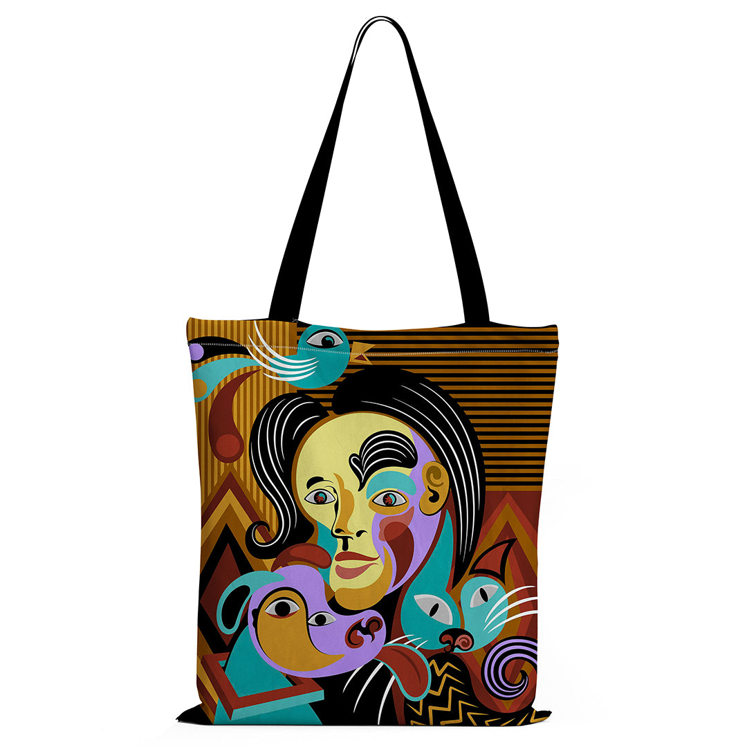 TrendoPrint Aesthetic Zipper Tote Bag (14x16 inches)